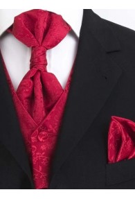 Weste mit Ornamenten im Set mit Plastron, Tuch & Krawatte Rot Lorenzo Guerni