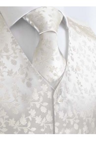 Elegantes Set mit Hochzeitsweste, Einstecktuch, Plastron und Krawatte in Creme