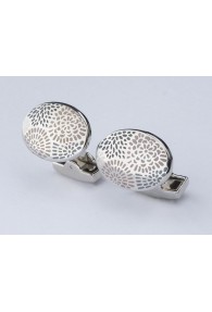 Ovale Manschettenknöpfe mit Emaille-Einlagen in floralem Design