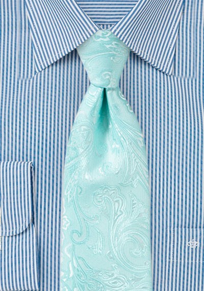 Krawatte elegantes Paisley-Motiv mintgrün