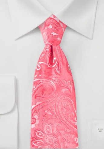 Krawatte elegantes Paisleymuster koralle