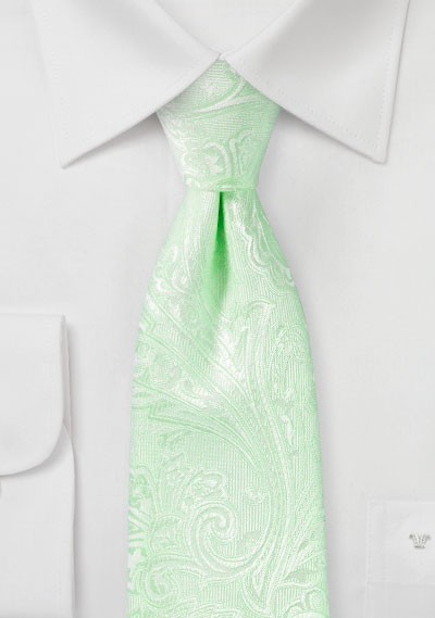 Krawatte gediegenes Paisley-Motiv blassgrün