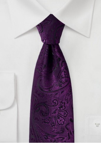 Krawatte elegantes Paisley-Motiv lila schwarz