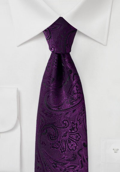 Krawatte elegantes Paisley-Motiv lila schwarz