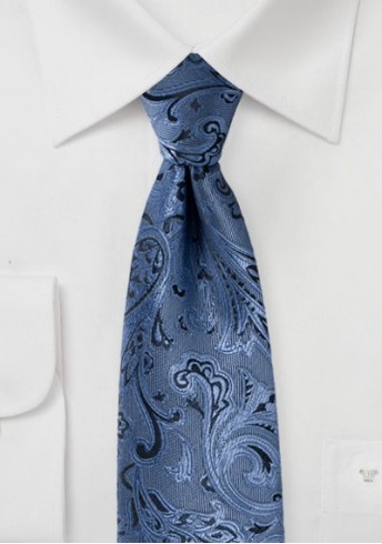 Krawatte gediegenes Paisleymuster hellblau schwarz Krawatte gediegenes Paisleymuster hellblau schwarz