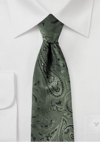 Krawatte gediegenes Paisley-Muster olivgrün schwarz