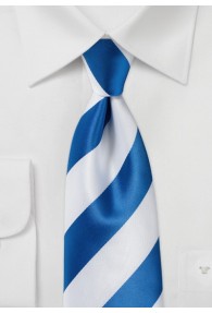 Krawatte perlweiß ultramarinblau Blockstreifen
