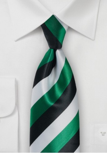 Krawatte Streifen grün perlweiß schwarz