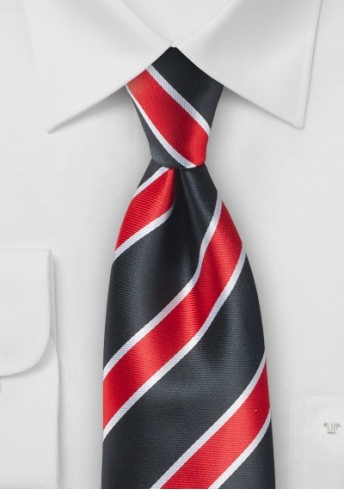 Krawatte traditionelles Streifenmuster rot weiß dunkelgrau