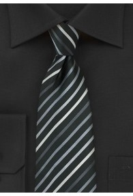 XXL-Krawatte Streifenstruktur schwarz silbergrau