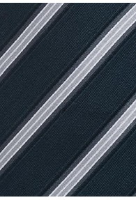 Krawatte schmal  Streifenstruktur Silbergrau Navy