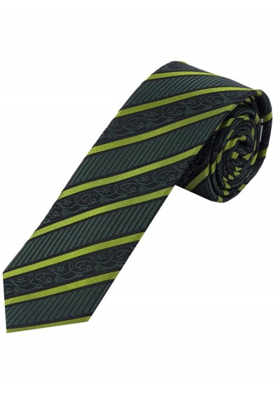 Krawatte Linien waldgrün dunkelgrau
