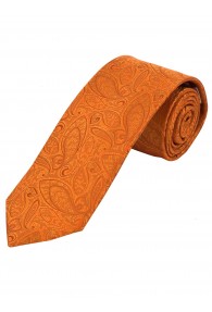 Besonders schmal geformte Krawatte Paisleymotiv orange