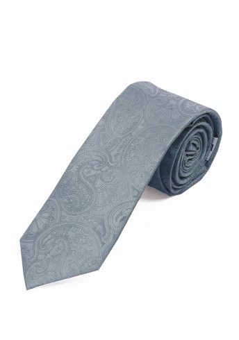 Besonders schmale Krawatte Paisleymotiv hellgrau