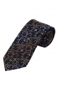 Extra schlanke Krawatte geblümtes Dekor schwarz