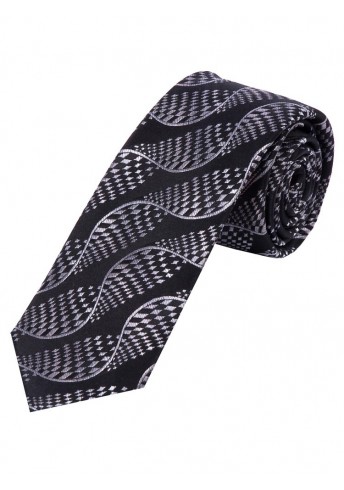 Krawatte Wellen-Muster teerschwarz