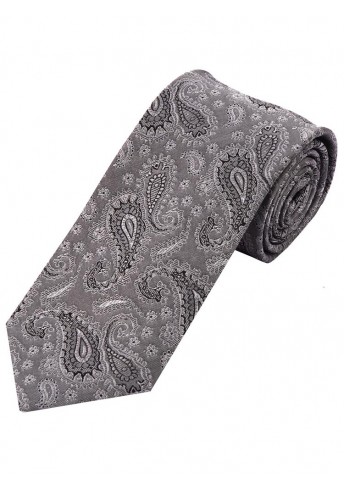 Krawatte Paisley-Motiv grau silber
