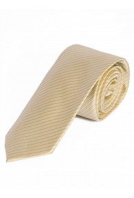 Schmale Krawatte dünne Linien perlweiß goldgelb