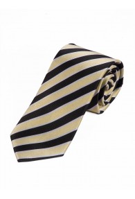 Krawatte dezentes Streifen-Dessin goldfarben teerschwarz weiß