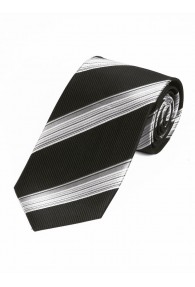 Krawatte stilvolles Streifen-Pattern schwarz, weiß und silber