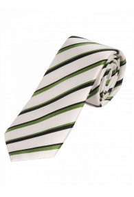 Krawatte edles Streifen-Dessin weiß teerschwarz edelgrün