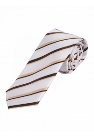 Krawatte modisches Streifen-Dekor weiß dunkelbraun beige