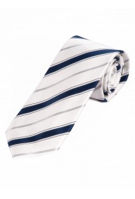 Herrenkrawatte stilsicheres Streifen-Muster weiß marineblau silber