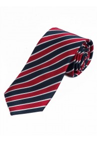 Krawatte raffiniertes Streifen-Muster rot nachtblau schneeweiß