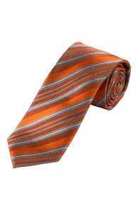 Modische Krawatte gestreift orange silbergrau weiß