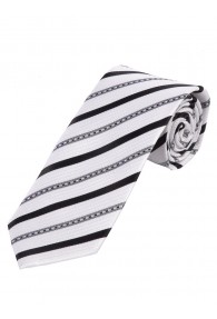 Stylische Krawatte gestreift nachtschwarz weiß silber