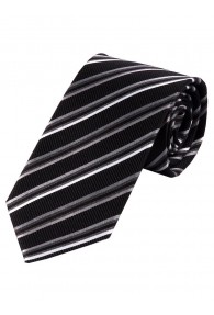 Modische Krawatte gestreift nachtschwarz perlweiß silber
