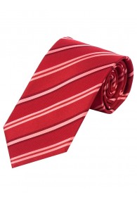 Auffallende schmale  Krawatte gestreift mittelrot rosé weinrot