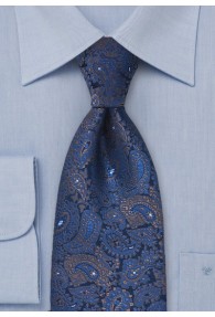 Allover-Krawatte Paisleys blau 