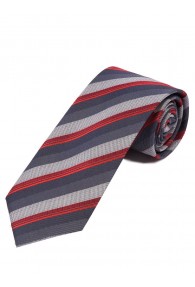 Krawatte stylisches Streifendesign  hellgrau anthrazit rot