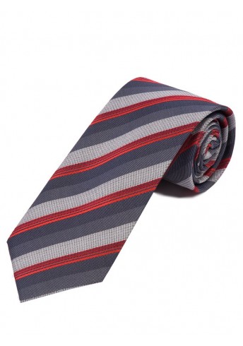 Krawatte stylisches Streifendesign  hellgrau anthrazit rot