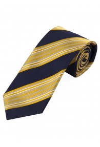 Schmale Krawatte stylisches Streifendesign  marineblau safran weiß