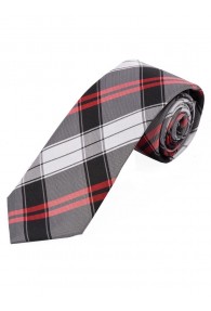Karomuster-Krawatte schwarz weiß und rot