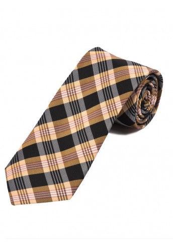 Karo-Design-Krawatte schwarz apricot