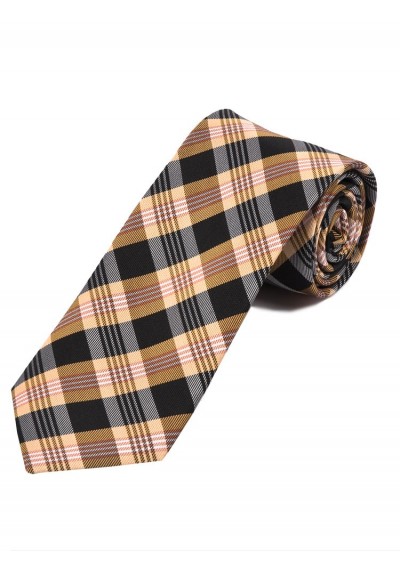 Karo-Design-Krawatte schwarz apricot