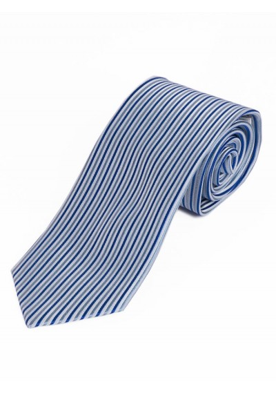 Krawatte vertikales Streifendesign perlweiß königsblau
