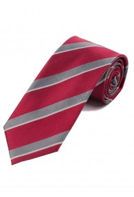 Krawatte modernes Streifendesign  rot silbergrau weiß