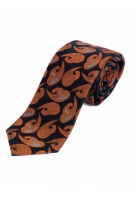 Krawatte  XXL Paisley-Muster nachtschwarz mittelbraun