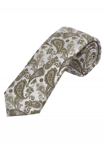 Krawatte XXL Paisley-Muster silber altsilber