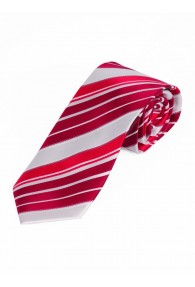 Überlange Streifen-Krawatte schneeweiß rot
