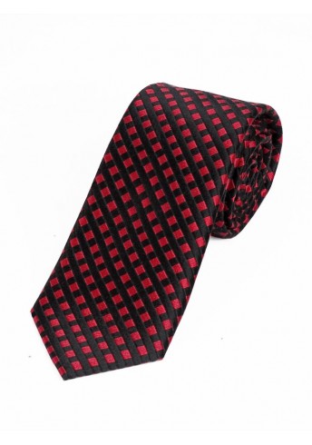 Lange Krawatte modische Gitter-Struktur nachtschwarz rot