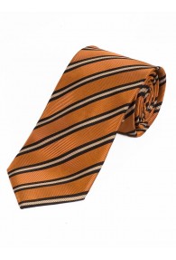 XXL-Krawatte raffiniertes Streifen-Dessin orange teerschwarz weiß