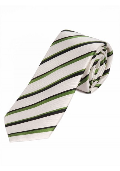 Krawatte XXL edles Streifen-Dessin weiß teerschwarz edelgrün
