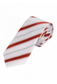 XXL-Krawatte stilsicheres Streifen-Pattern weiß rot silber