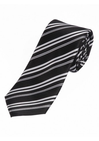XXL-Streifen-Krawatte tiefschwarz weiß