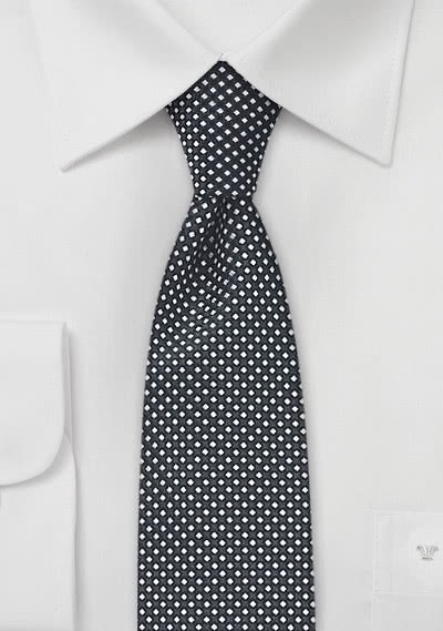Krawatte schmal Raster-Design tiefschwarz